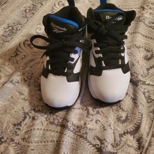 Reebok high top, size 11, white,black,and blue